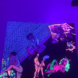 Done with black light paint and regular paint